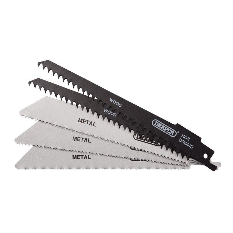 Draper Assorted Reciprocating Saw Blades for Multi-Purpose Cutting, 150mm (Pack of 5) DRA-52517