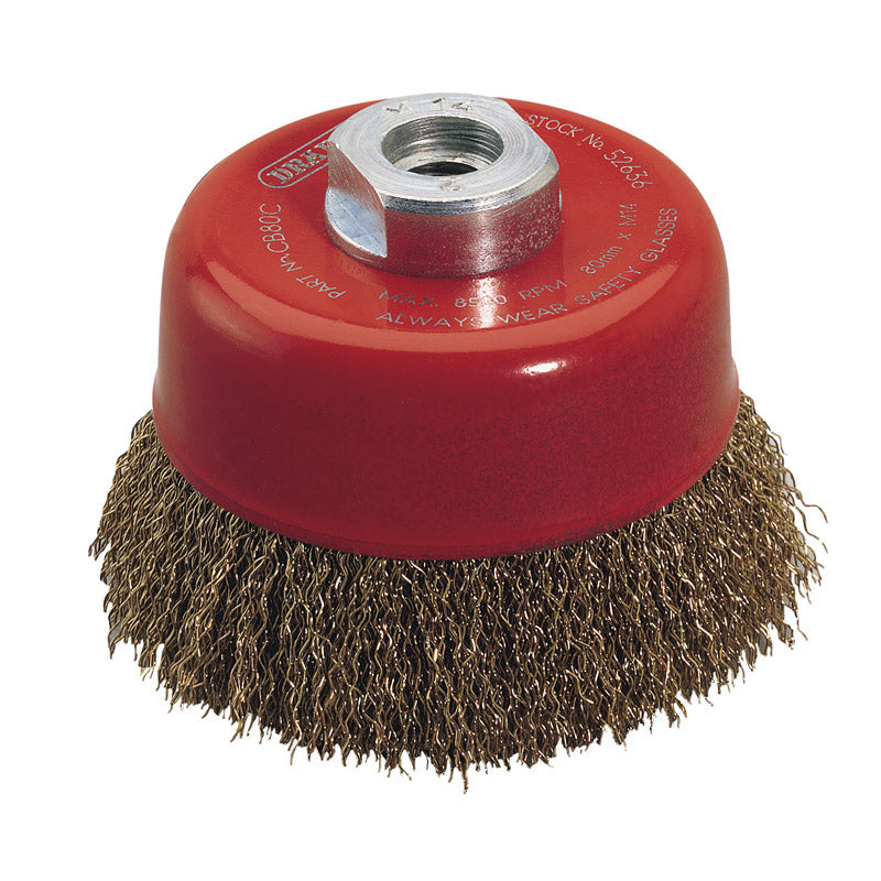 Draper Expert Crimped Wire Cup Brush, 80mm, M14 DRA-52636