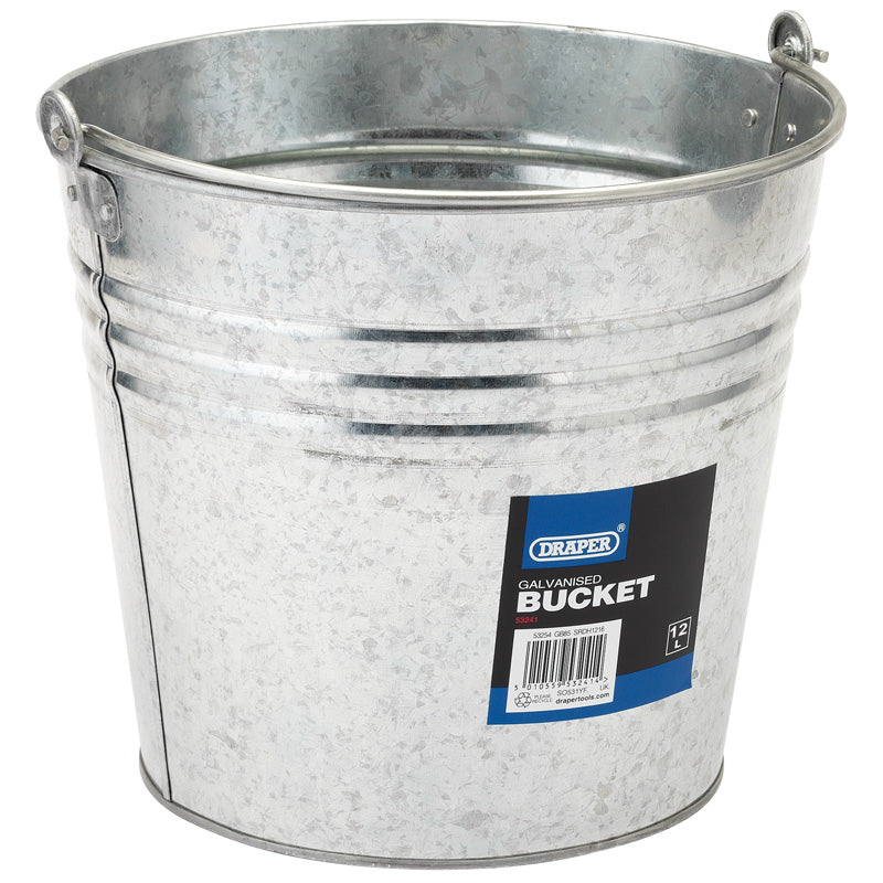 Draper Galvanised Steel Bucket, 12L DRA-53241