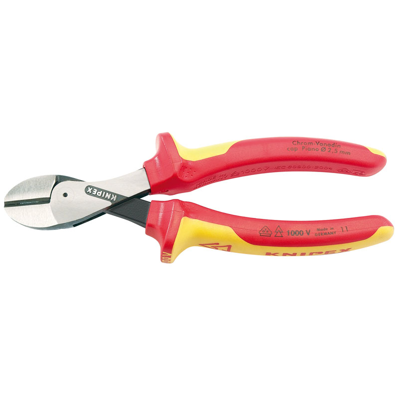 Knipex 73 08 160UKSBE VDE Fully Insulated ' x Cut' High Leverage Diagonal Side Cutters DRA-54087