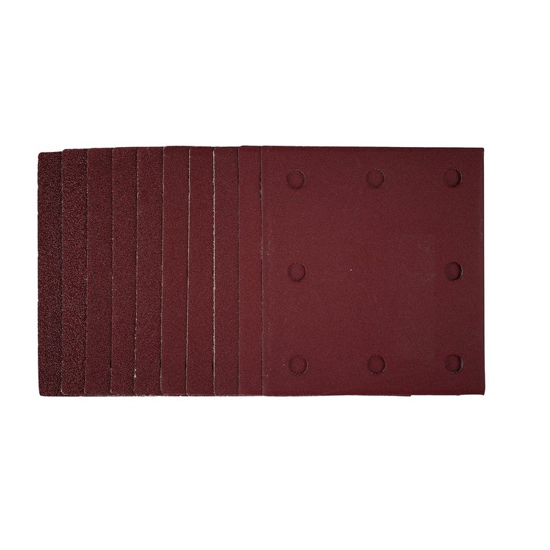 Draper 1/4 Sanding Sheets with Hook and Loop, 115 x 105mm, Assorted Grit (Pack of 10) DRA-54347
