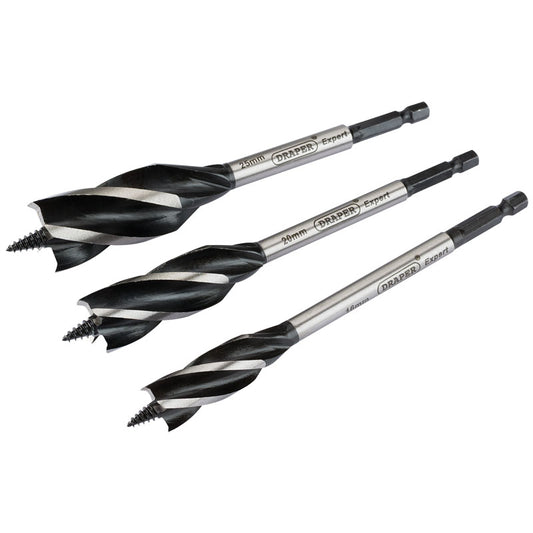 Draper 4 Fluted Auger Bit Set, 165mm (3 Piece) DRA-54634