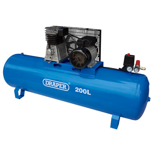 Draper Stationary Belt-Driven Air Compressor, 200L, 2.2kW DRA-55313