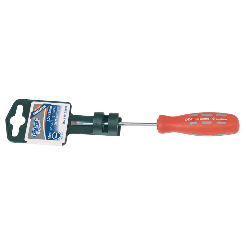 Draper Plain Slot Parallel Tip Mechanic's Screwdriver, 3.2 x 75mm DRA-55491