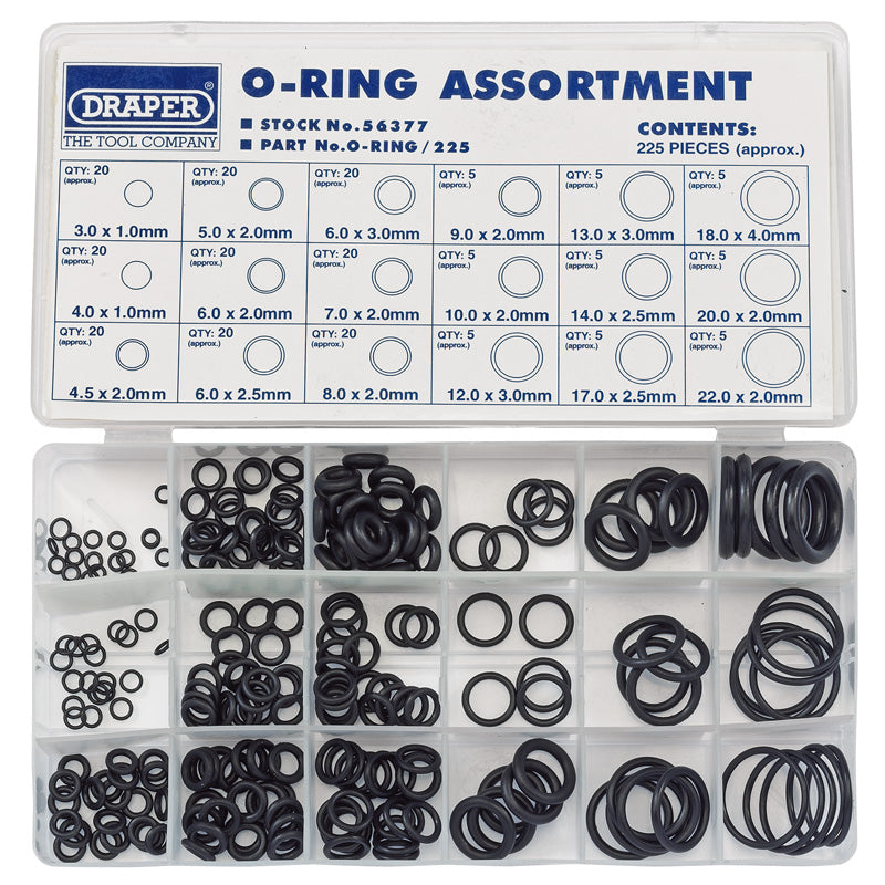 Draper O-Ring Assortment (225 Piece) DRA-56377