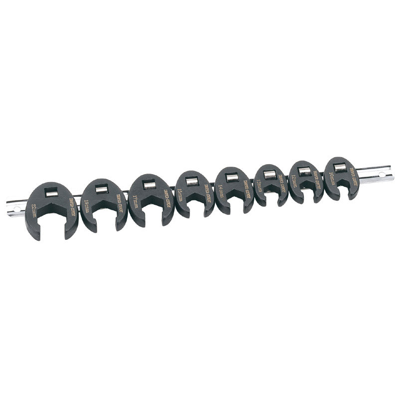 Draper Metric Crow Foot Spanner Set on a Metal Rail, 3/8" Sq. Dr. (8 Piece) DRA-61034