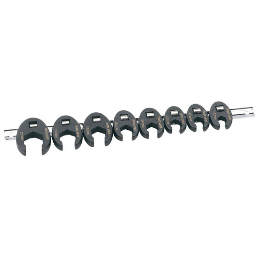 Draper Metric Crow Foot Spanner Set on a Metal Rail, 3/8" Sq. Dr. (8 Piece) DRA-61034