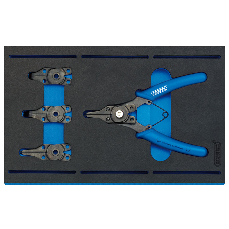 Draper Interchangeable Circlip Plier Set in 1/4 Drawer EVA Insert Tray (5 Piece) DRA-63196