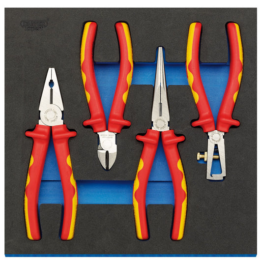 Draper VDE Approved Fully Insulated Plier Set in 1/2 Drawer EVA Insert Tray (4 Piece) DRA-63216
