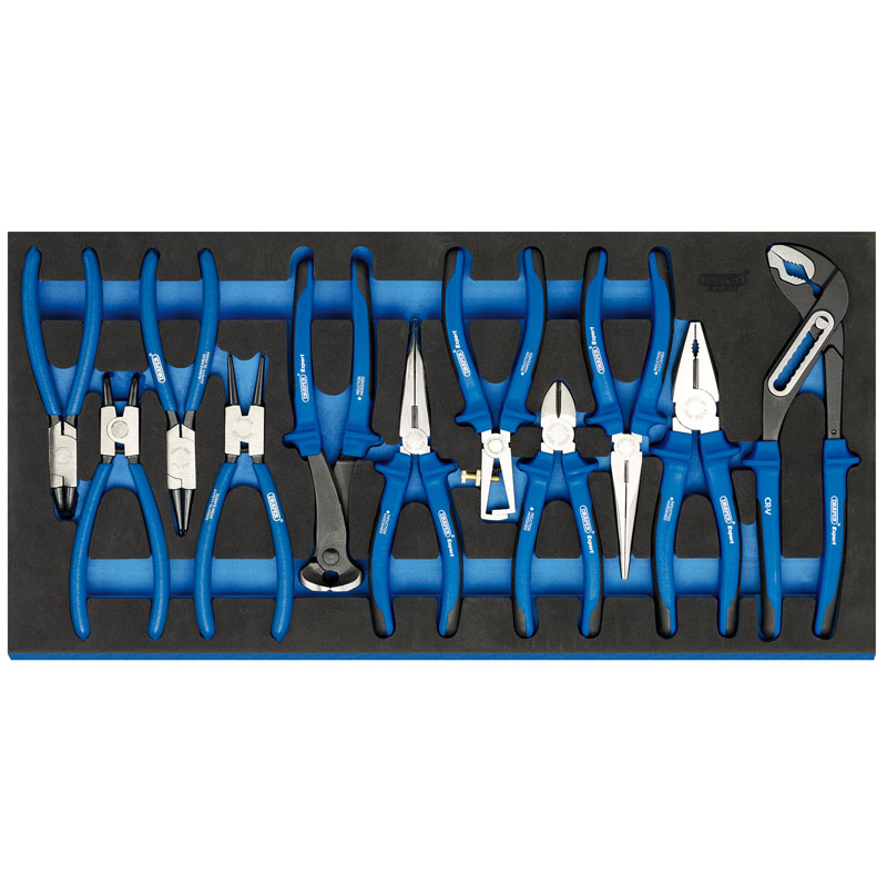 Draper Heavy Duty Plier Set in Full Drawer EVA Insert Tray (11 Piece) DRA-63268