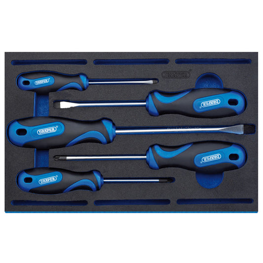 Draper Soft Grip Screwdriver Set in 1/4 Drawer EVA Insert Tray (5 Piece) DRA-63400