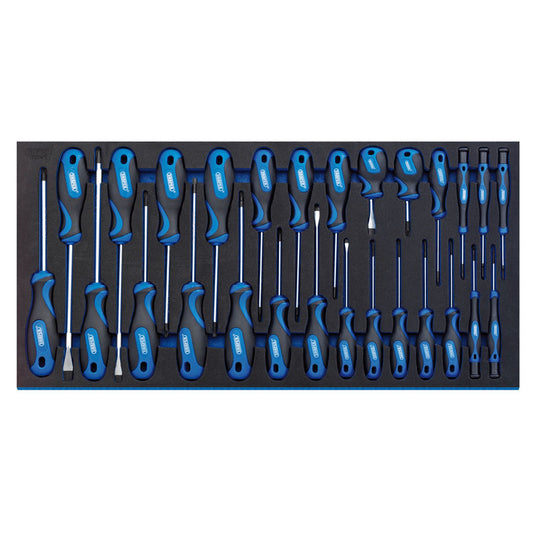 Draper Soft Grip Screwdriver Set in Full Drawer EVA Insert Tray (27 Piece) DRA-63406