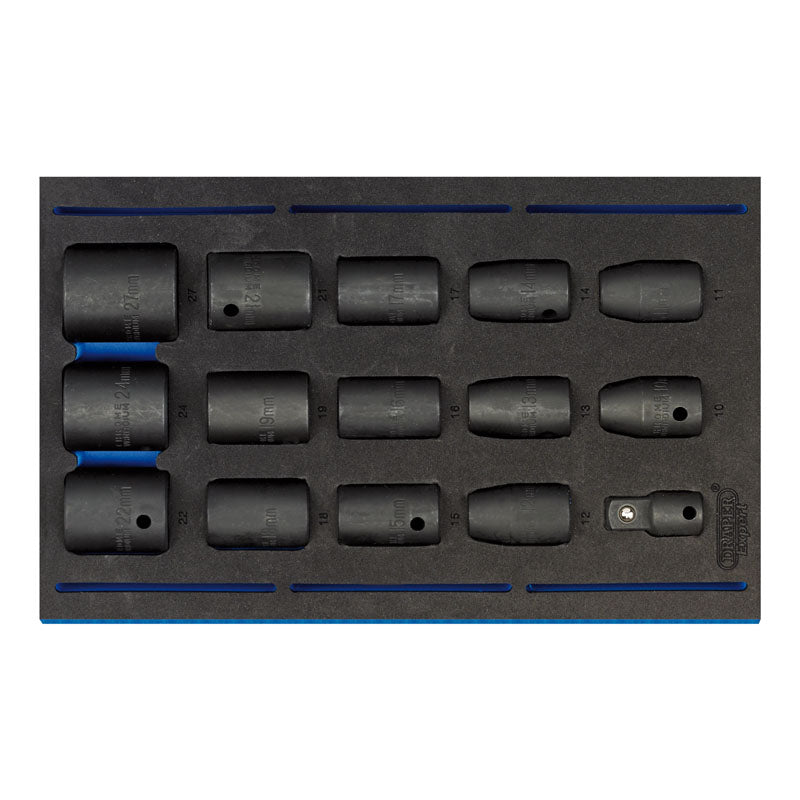 Draper Impact Socket Set in 1/4 Drawer EVA Insert Tray, 1/2" Sq. Dr. (15 Piece) DRA-63415