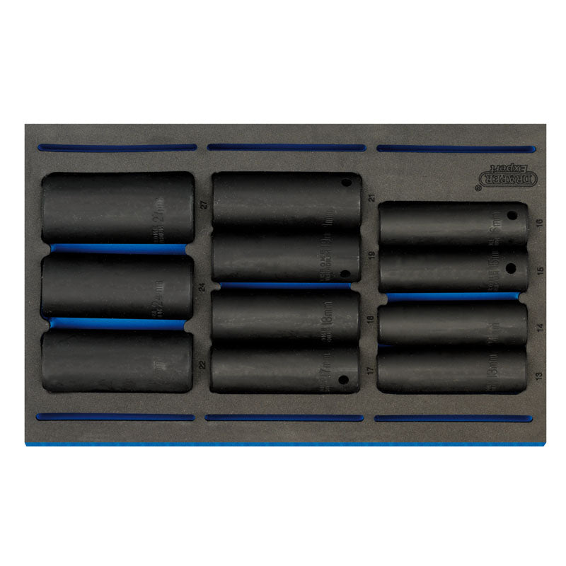 Draper Impact Socket Set in 1/4 Drawer EVA Insert Tray, 1/2" Sq. Dr. (11 Piece) DRA-63483