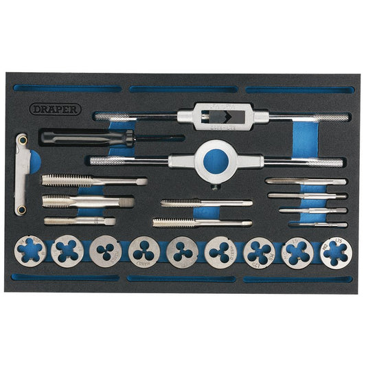 Draper Combination Tap and Die Set - Metric and BSP in EVA Foam Insert Tray (22 Piece) DRA-63520