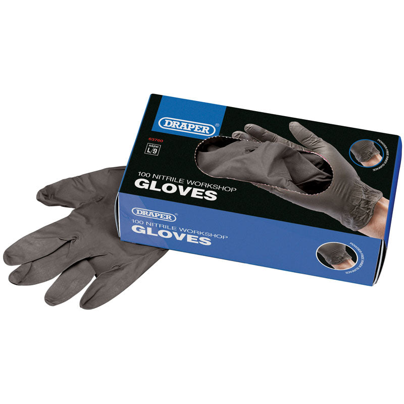 Draper Workshop Nitrile Gloves (Box of 100) DRA-63760