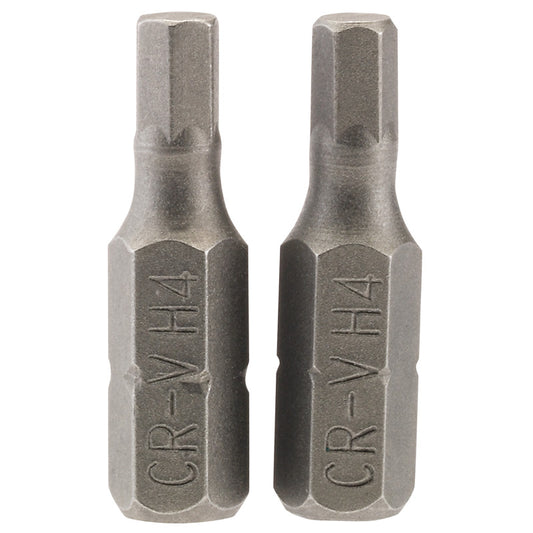 Draper Hexagonal Insert Bit, 4mm, 1/4" Hex, 25mm Long (Pack of 2) DRA-63982