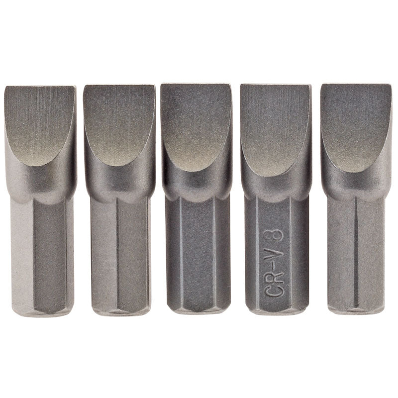 Draper Plain Slot Insert Bit, 8.0mm, 1/4" Hex, 25mm Long (Pack of 5) DRA-64013