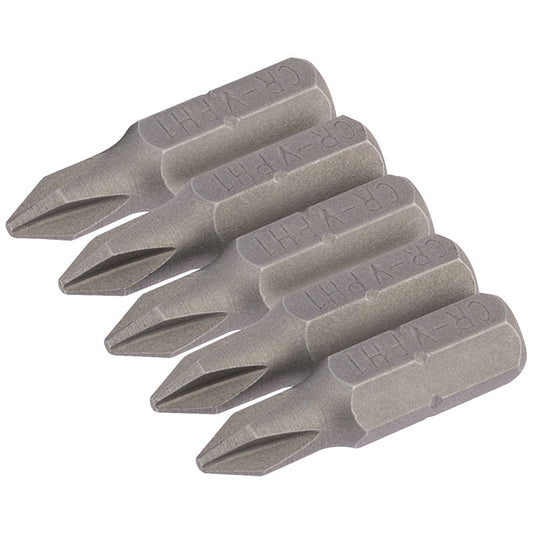 Draper Cross Slot Insert Bit, 1/4" Hex, 25mm Long, No.1 (Pack of 5) DRA-64017
