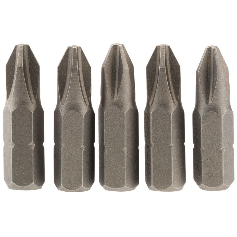 Draper Cross Slot Insert Bit, 1/4" Hex, 25mm Long, No.2 (Pack of 5) DRA-64018