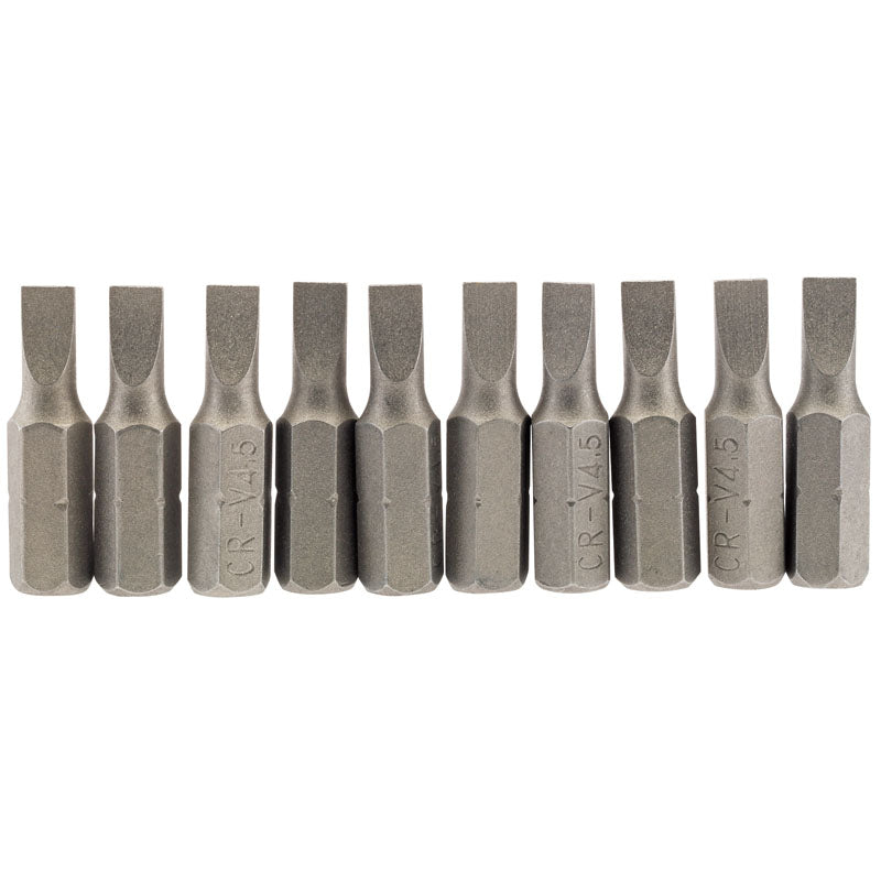 Draper Plain Slot Insert Bit, 4.5mm, 1/4" Hex, 25mm Long (Pack of 10) DRA-64027