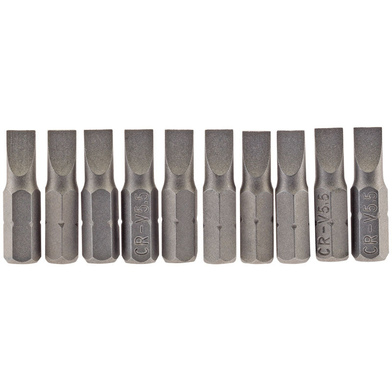 Draper Plain Slot Insert Bit, 5.5mm, 1/4" Hex, 25mm Long (Pack of 10) DRA-64028