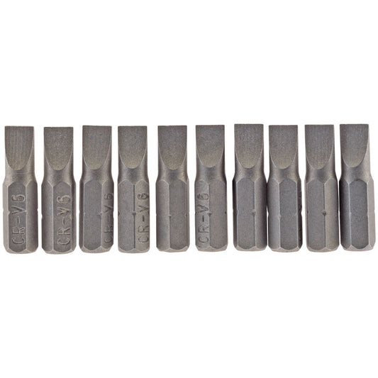 Draper Plain Slot Insert Bit, 6mm, 1/4" Hex, 25mm Long (Pack of 10) DRA-64031