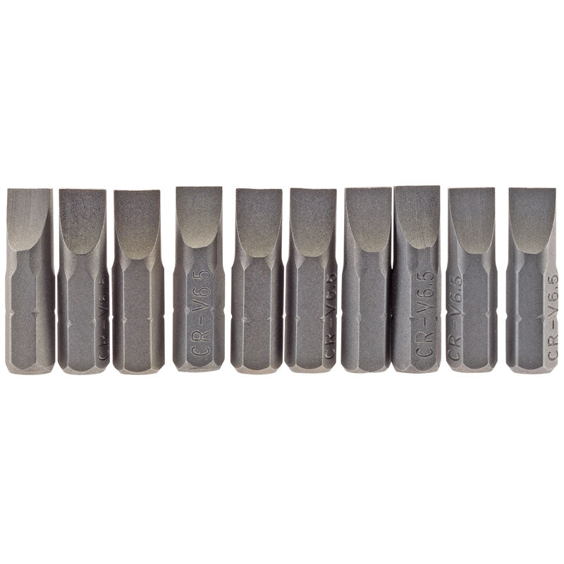 Draper Plain Slot Insert Bit, 6.5mm, 1/4" Hex, 25mm Long (Pack of 10) DRA-64034