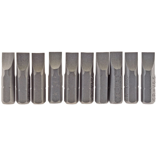 Draper Plain Slot Insert Bit, 6.5mm, 1/4" Hex, 25mm Long (Pack of 10) DRA-64034