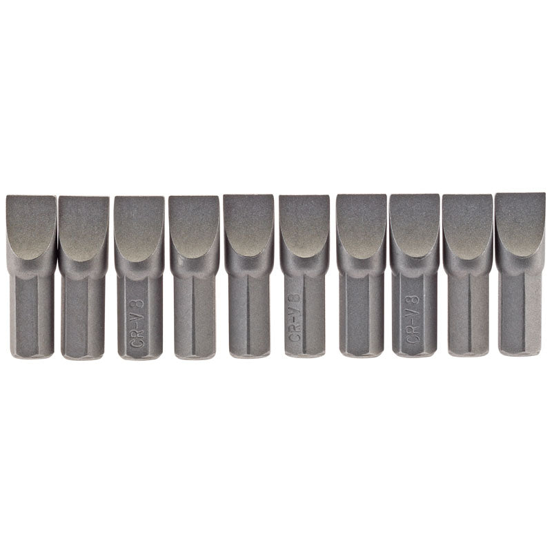 Draper Plain Slot Insert Bit, 8mm, 1/4" Hex, 25mm Long (Pack of 10) DRA-64046