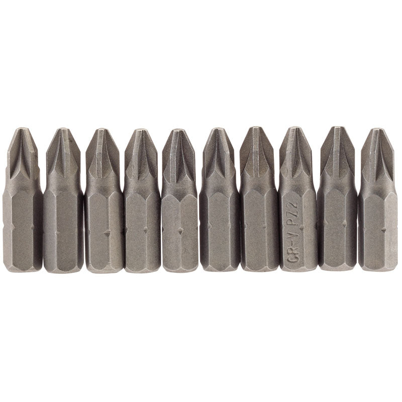 Draper PZ Type Insert Bit, 1/4" Hex, 25mm Long, No.2 (Pack of 10) DRA-64048