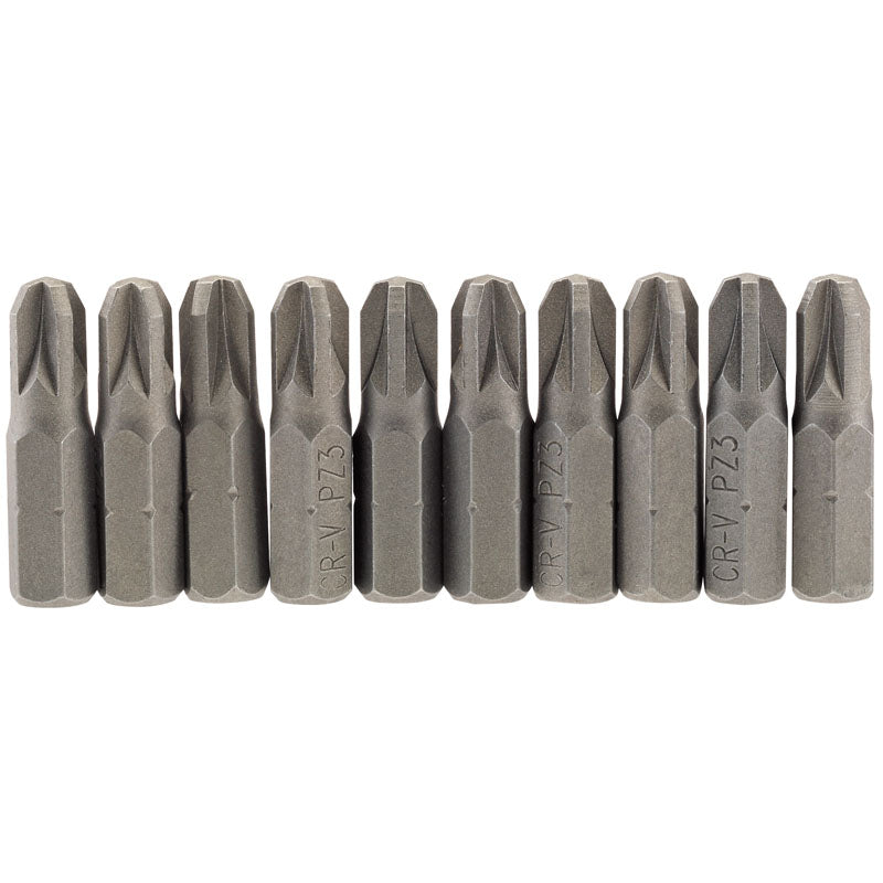 Draper PZ Type Insert Bit, 1/4" Hex, 25mm Long, No.3 (Pack of 10) DRA-64057