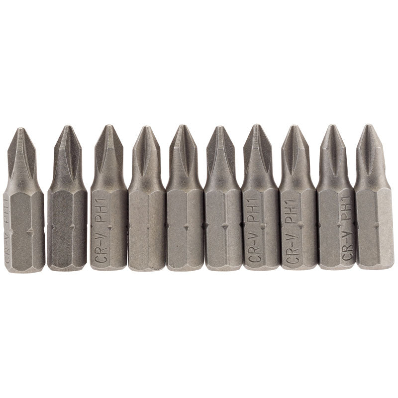 Draper Cross Slot Insert Bit, 1/4" Hex, 25mm Long, No.1 (Pack of 10) DRA-64060