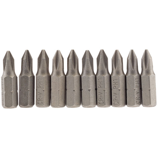 Draper Cross Slot Insert Bit, 1/4" Hex, 25mm Long, No.1 (Pack of 10) DRA-64060