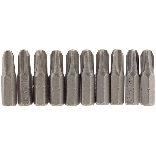 Draper Cross Slot Insert Bit, 1/4" Hex, 25mm Long, No.3 (Pack of 10) DRA-64087