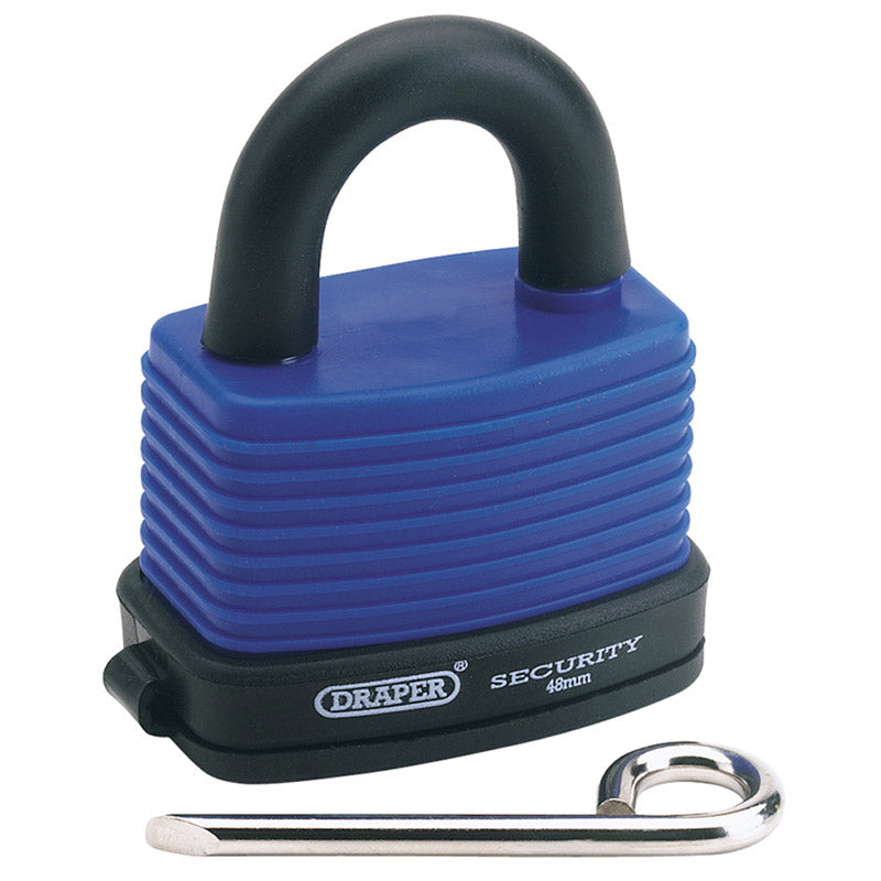 Draper Resettable 4 Number Combination Laminated Steel Padlock and Bumper, 48mm DRA-64175