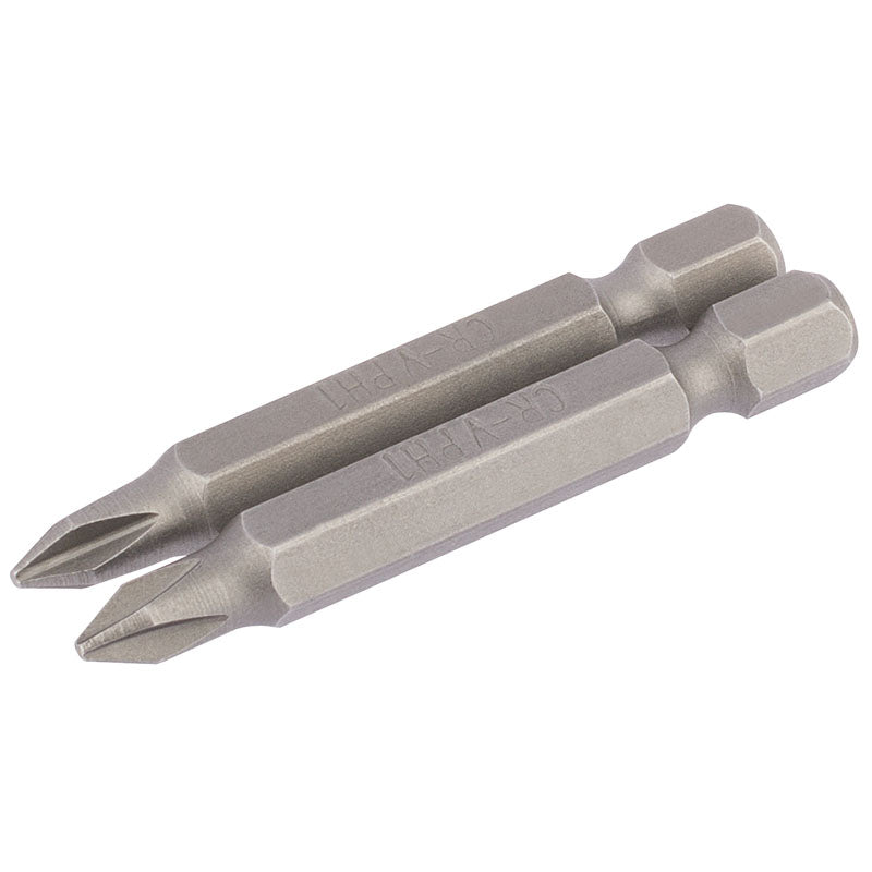 Draper Cross Slot Insert Bit, 1/4" Hex, 50mm Long, No.1 (Pack of 2) DRA-64232