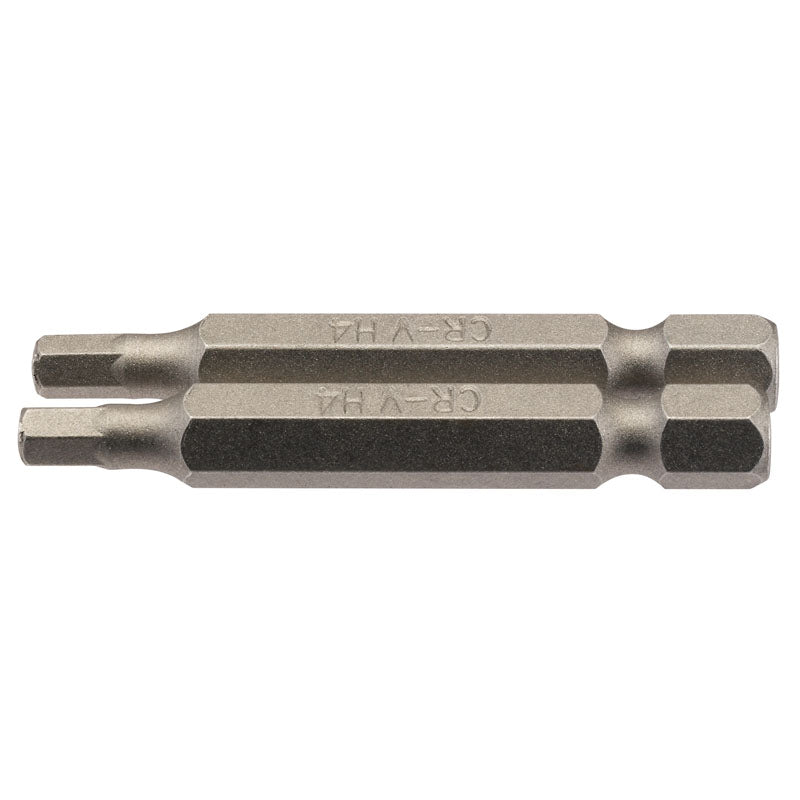 Draper Hexagonal Insert Bit, 4mm, 1/4" Hex, 50mm Long (Pack of 2) DRA-64254