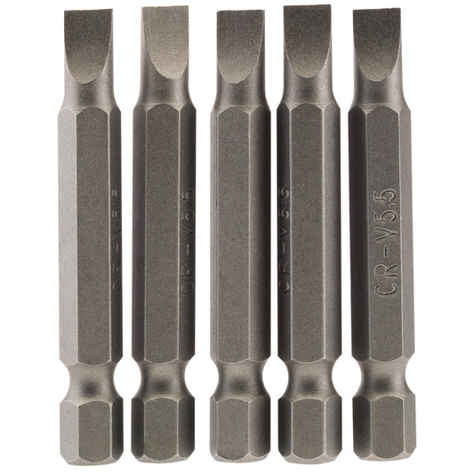 Draper Plain Slot Insert Bit, 5.5mm, 1/4" Hex, 50mm Long (Pack of 5) DRA-64272