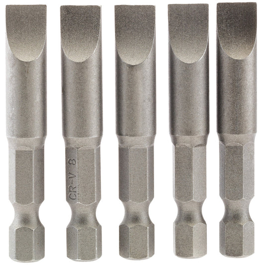 Draper Plain Slot Insert Bit, 8mm, 1/4" Hex, 50mm Long (Pack of 5) DRA-64280