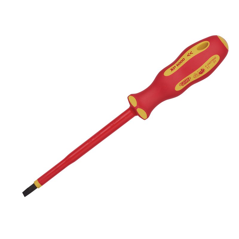 Draper XP1000 VDE Plain Slot Screwdriver, 5.5 x 125mm DRA-64419