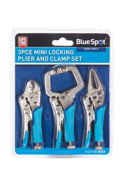 BlueSpot 3 PCE Mini Locking Plier and Clamp Set 06528