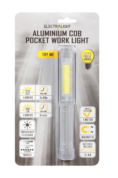 Electralight Aluminium COB Pocket Work Light (375/100 Lumens) 65313