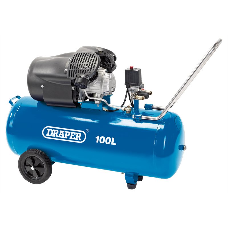 Draper Direct Drive V-Twin Air Compressor, 100L, 2.2kW DRA-65396