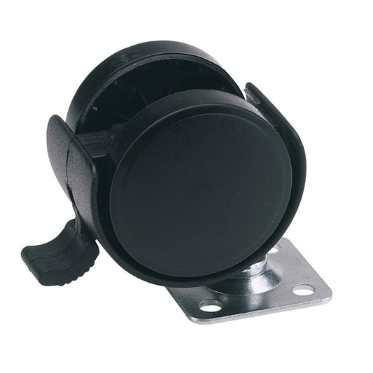 Draper Twin Nylon Plate Castor with Brake, 40mm Diameter, S.W.L. 25kg DRA-65463