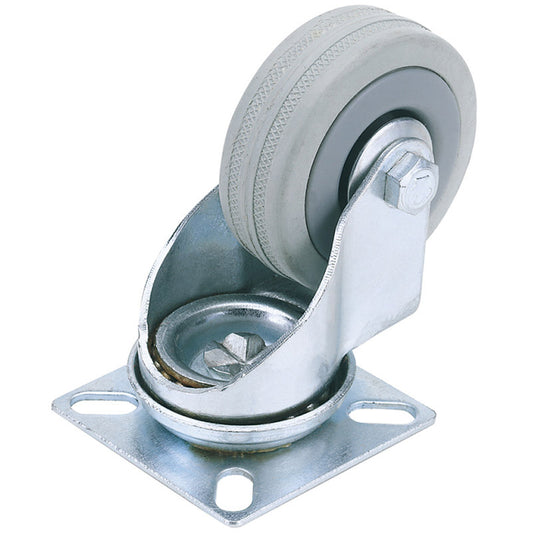 Draper Swivel Plate Fixing Rubber Castor, 50mm Diameter, S.W.L. 50kg DRA-65468