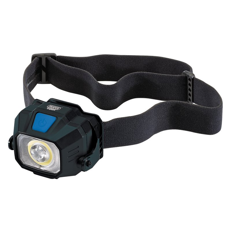Draper COB/SMD LED Wireless/USB Rechargeable Head Torch, 6W, 400 Lumens, USB-C Cable Supplied DRA-65689