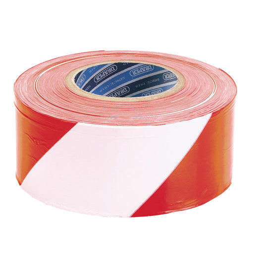 Draper Barrier Tape Roll, 75mm x 500m, Red and White DRA-66041