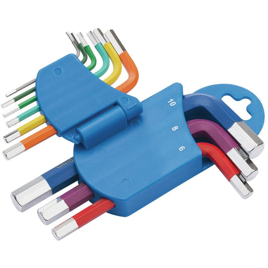 Draper Metric Coloured Short Arm Hex. Key Set (9 Piece) DRA-66126