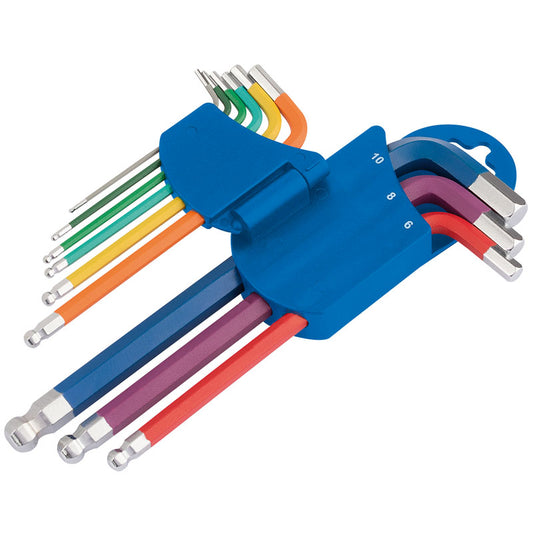 Draper Metric Coloured Hex. and Ball End Key Set (9 Piece) DRA-66132